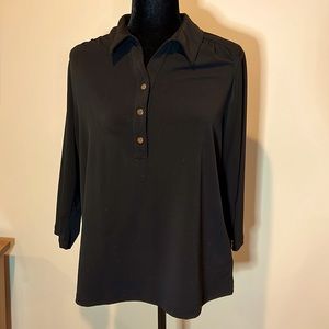 212 Collection black knit top with 3/4 length sleeves, XL